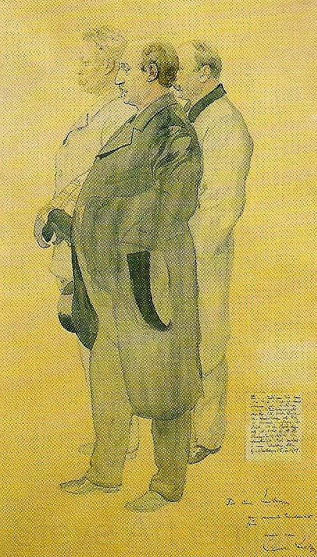 Carl Larsson portratt av lektor bjorkman, rektor lundberg och lektor borgstedt Norge oil painting art